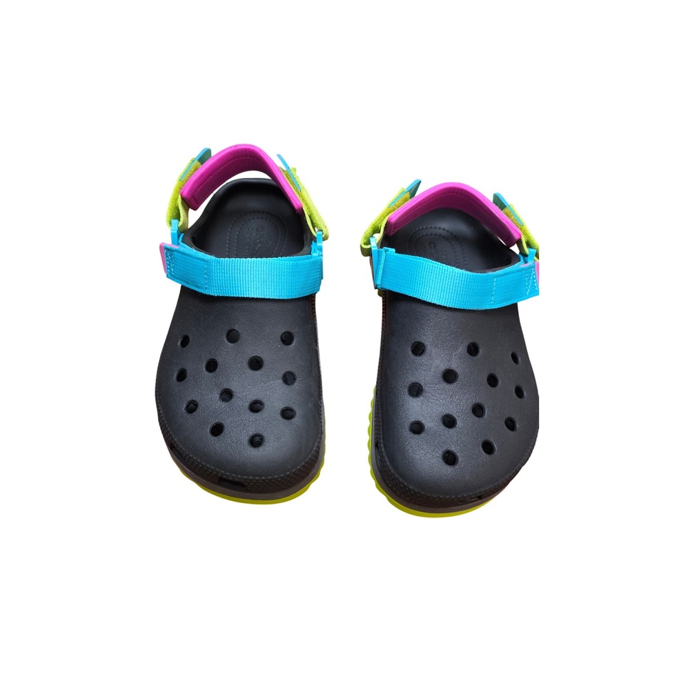 Crocs Hiker Clog Mens 5 Womens 7 Black Multi Color Platform Sawtooth Outsole